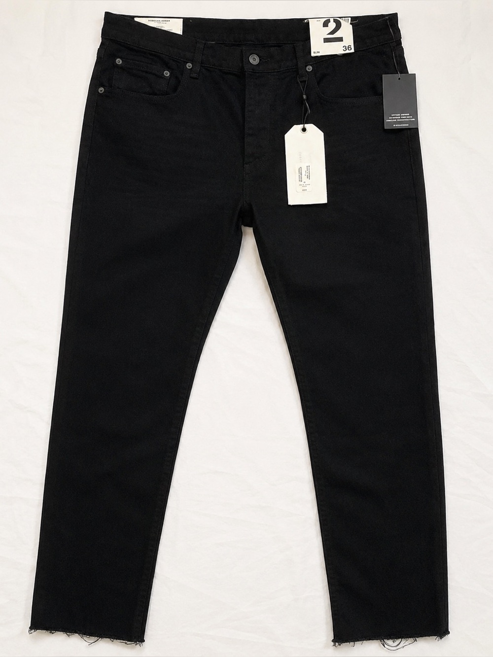 Rag & Bone Standard Issue Fit 2 Slim Black Jeans 36 NWT Raw Hem $250